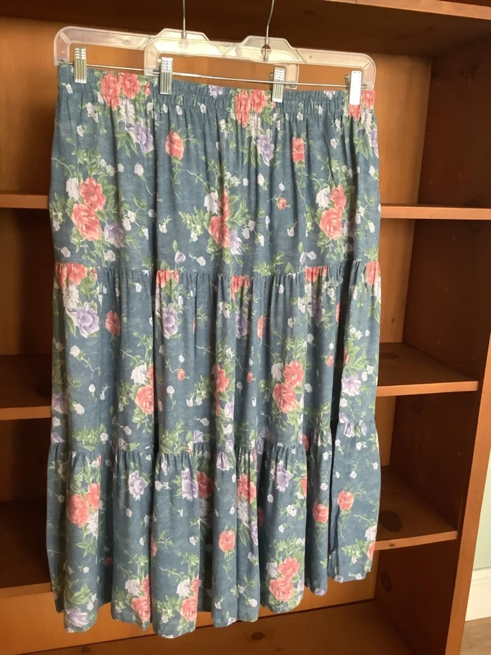 Vintage Floral Rayon Prairie Midi Skirt Size XL XXL Cottagecore Grunge Plus Size - Picture 4 of 10